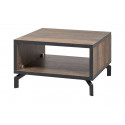 Table basse carr&eacute;e industrielle marron/noir Chaneze
