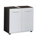 Meuble sous vasque moderne blanc brillant/argent fum&eacute; Loreline