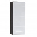 Meuble haut de salle de bains moderne blanc brillant/argent fum&eacute; Loreline