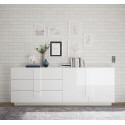 Buffet/bahut moderne 2 portes/3 tiroirs blanc laqu&eacute; brillant Uranus