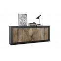 Buffet/bahut moderne 207 cm noir mat/ch&ecirc;ne p&eacute;ro Agathe