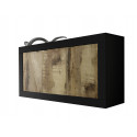 Buffet/bahut moderne 160 cm noir mat/ch&ecirc;ne p&eacute;ro Agathe