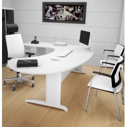 Chaise visiteur design avec assise blanche en cuir Maldive