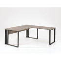 Bureau d'angle contemporain pieds en m&eacute;tal ch&ecirc;ne clair Othello