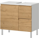 Meuble sous vasque contemporain 60 cm ch&ecirc;ne/blanc Elegance
