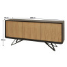 Buffet/bahut 200 cm style scandinave en bois massif naturel Olympie