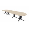 Table de réunion contemporaine ovale argent/chêne moyen Maldive