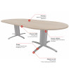 Table de réunion contemporaine ovale argent/chêne moyen Maldive