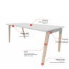 Bureau droit fixe avec piétement métal et bois Erika