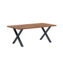 Table de salle &agrave; manger style industriel acacia/noir Winston