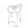 Lot de 4 chaises pieds métal en polypropylène Rocamadour