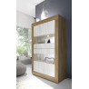 Vitrine moderne 101 cm chêne mercure/blanc structuré Agathe