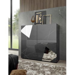 Vaisselier/argentier moderne gris laqu&eacute; brillant Larissa