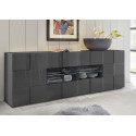 Buffet/bahut moderne 241 cm laqu&eacute; gris brillant Milenor