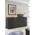 Buffet/bahut moderne 181 cm laqu&eacute; gris brillant Milenor
