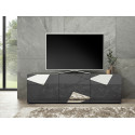 Meuble TV moderne 181 cm gris laqu&eacute; brillant Larissa