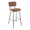 Tabouret de brasserie en simili marron vintage Stan (lot de 2)