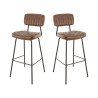 Tabouret de brasserie en simili marron vintage Stan (lot de 2)