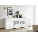 Buffet/bahut moderne 2 portes/4 tiroirs laqu&eacute; blanc brillant Orlane
