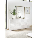 Buffet/bahut moderne 3 portes laqu&eacute; blanc brillant Orlane