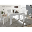 Table de salle &agrave; manger moderne laqu&eacute;e blanc brillant Orlane