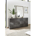 Buffet/bahut moderne 3 portes laqu&eacute; gris brillant Orlane