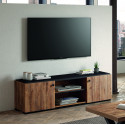 Meuble TV contemporain 160 cm ch&ecirc;ne cognac Shelly
