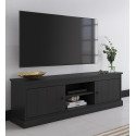 Meuble TV moderne 155 cm ch&ecirc;ne noir Valeria