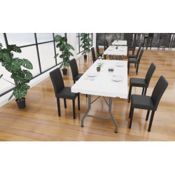 Chaise de restaurant hêtre massif et simili Clarisse (lot de 2)