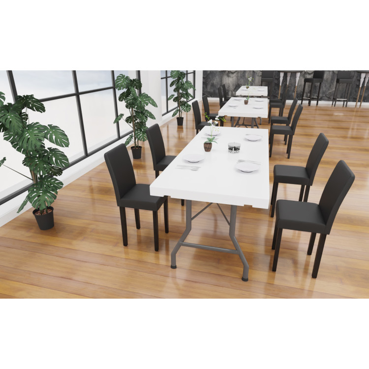 Chaise de restaurant hêtre massif et simili Clarisse (lot de 2)