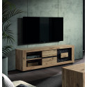 Meuble TV moderne 170 cm ch&ecirc;ne canyon/gris marbr&eacute; Sabina