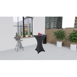 Nappe en tissu noir pour table haute de réception Jordy