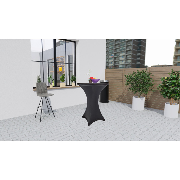 Nappe en tissu noir pour table haute de réception Jordy