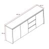 Buffet/bahut contemporain 225 cm coloris mango Silvia