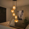 Suspension moderne 5 lampes en verre ambré Valerio