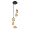 Suspension moderne 5 lampes en verre ambré Valerio