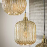 Suspension moderne 5 lampes en verre ambré Valerio