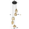Suspension moderne 5 lampes en verre ambré Valerio
