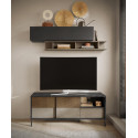 Meuble TV 156 cm ch&ecirc;ne mercure/gris argile Evoria