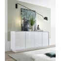 Buffet/bahut 4 portes blanc laqu&eacute; brillant Iceland