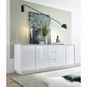 Buffet/bahut 4 portes/3 tiroirs blanc laqu&eacute; brillant Iceland