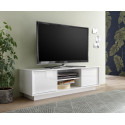 Meuble TV 2 portes blanc laqu&eacute; brillant Iceland