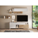 Meuble tv 180 cm ch&ecirc;ne cadiz/blanc laqu&eacute; Minorka