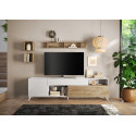 Meuble tv 241 cm ch&ecirc;ne cadiz/blanc laqu&eacute; Minorka