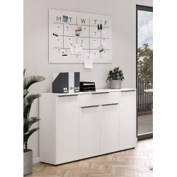 Armoire de bureau 4 portes/1 tiroir blanche Maily