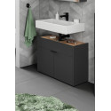 Meuble sous vasque contemporain graphite/ch&ecirc;ne Ohayo