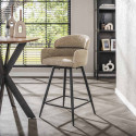 Tabourets de bar rotatif en tissu boucl&eacute; sable Mayanne (lot de 2)