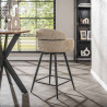 Tabouret de bar rotatif en tissu bouclé sable Mayanne