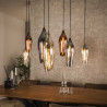 Suspension moderne 7 lampes en verre tricolore Lucia