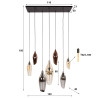 Suspension moderne 7 lampes en verre tricolore Lucia